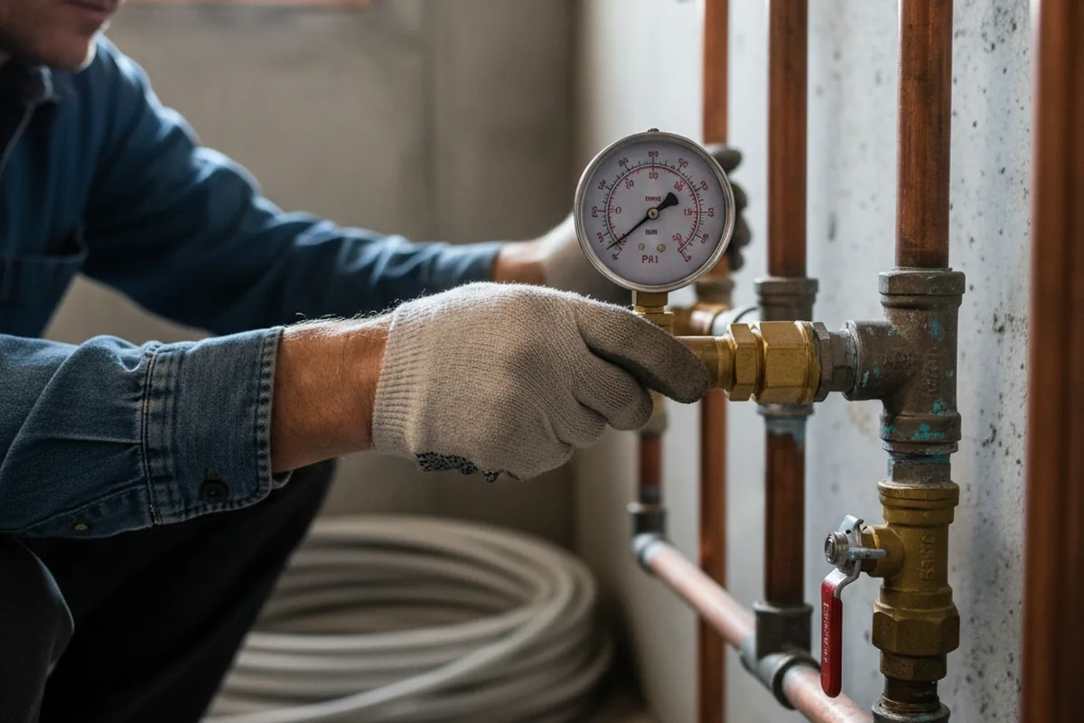 Pressure testing a repaired line during Water Line Repair in Truro
